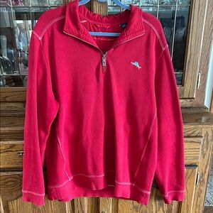 Tommy Bahama Men's Red Quarter-Zip Sweater